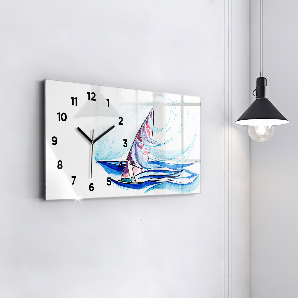 Glass wall clock rectangular Surfboard