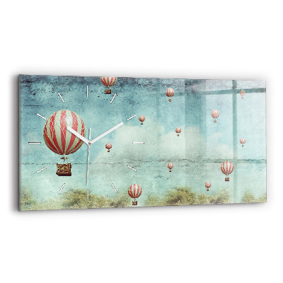 Glass wall clock rectangular Balloons