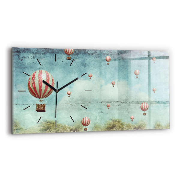 Glass wall clock rectangular Balloons