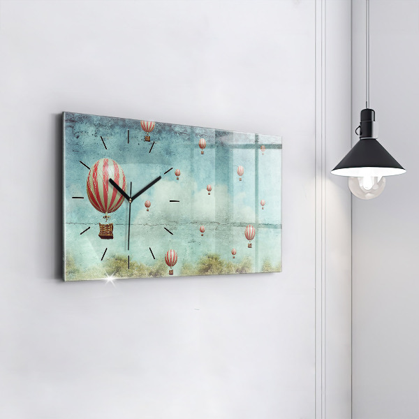 Glass wall clock rectangular Balloons