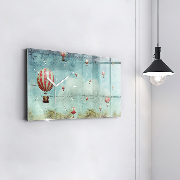 Glass wall clock rectangular Balloons