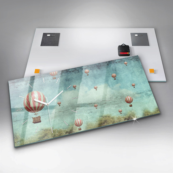 Glass wall clock rectangular Balloons