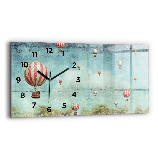 Glass wall clock rectangular Balloons