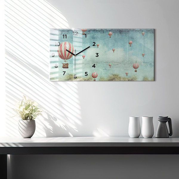 Glass wall clock rectangular Balloons