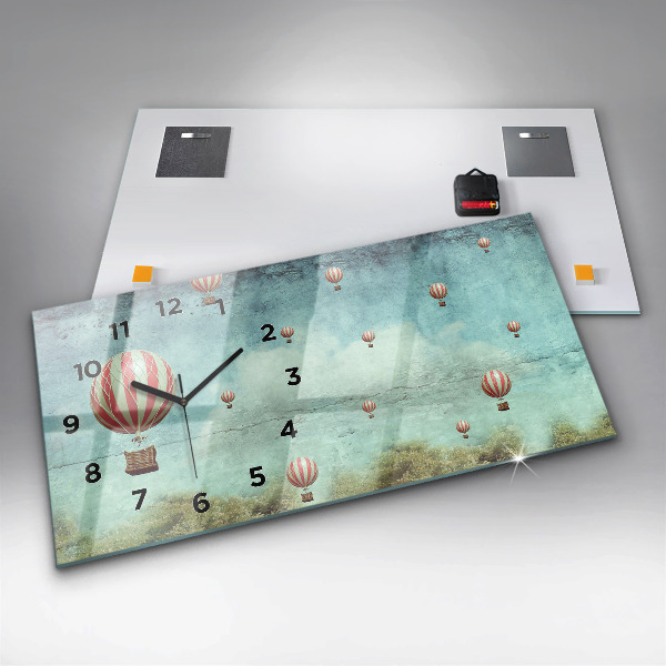 Glass wall clock rectangular Balloons