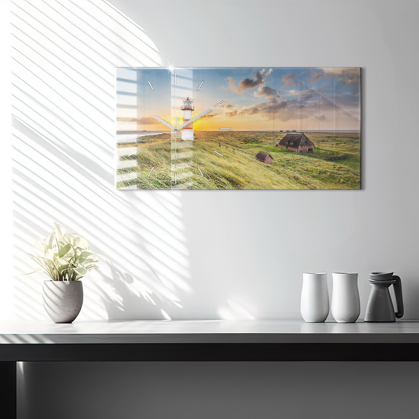 Glass wall clock rectangular Lighthouse