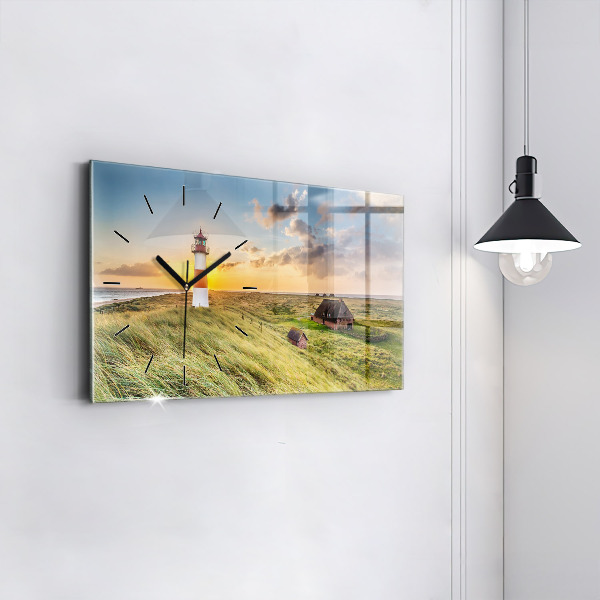 Glass wall clock rectangular Lighthouse
