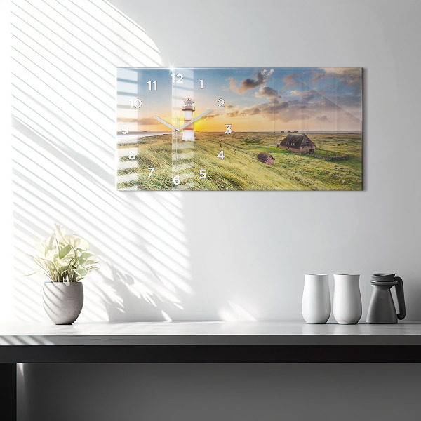 Glass wall clock rectangular Lighthouse