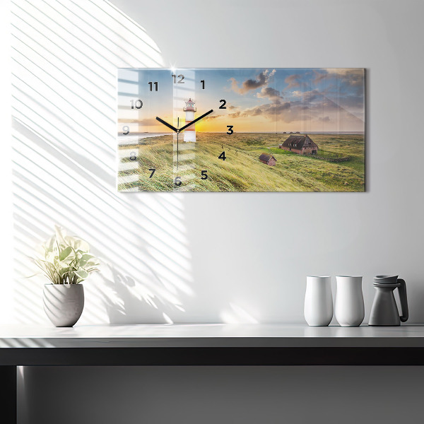 Glass wall clock rectangular Lighthouse