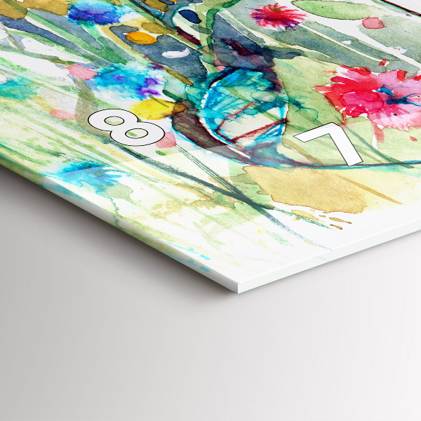 Glass wall clock rectangular Poppies in the Meadow