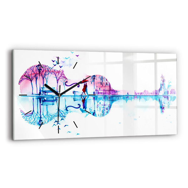Glass wall clock rectangular Cello Park Lake
