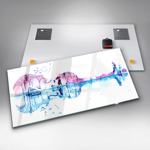 Glass wall clock rectangular Cello Park Lake