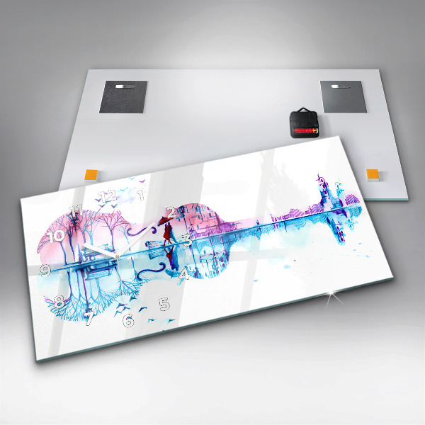 Glass wall clock rectangular Cello Park Lake