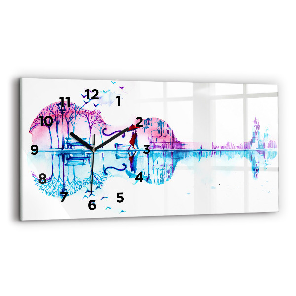 Glass wall clock rectangular Cello Park Lake