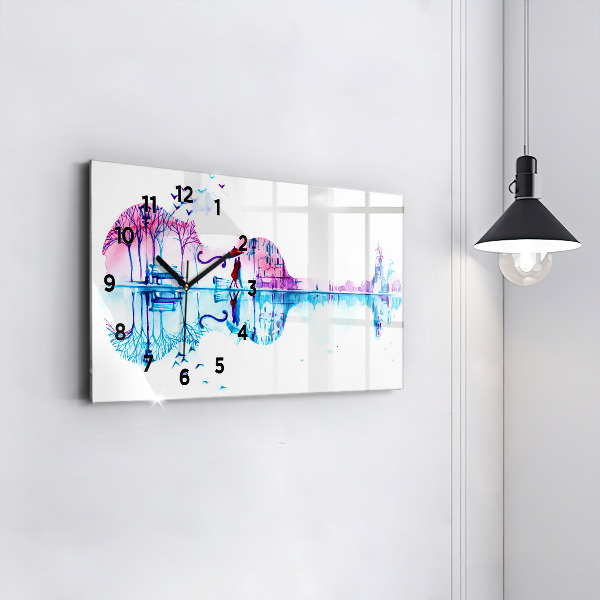 Glass wall clock rectangular Cello Park Lake