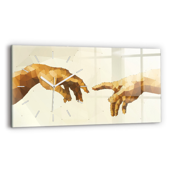 Glass wall clock rectangular Creation of Adam
