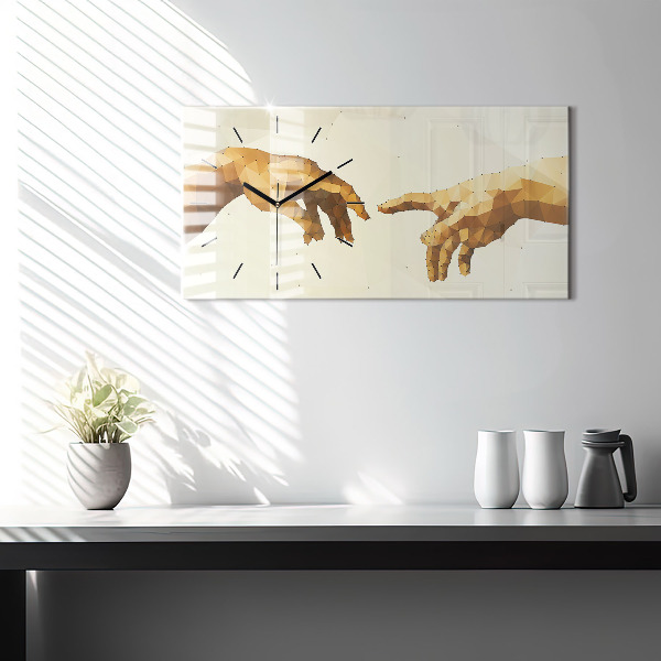 Glass wall clock rectangular Creation of Adam