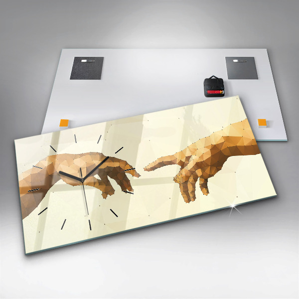 Glass wall clock rectangular Creation of Adam