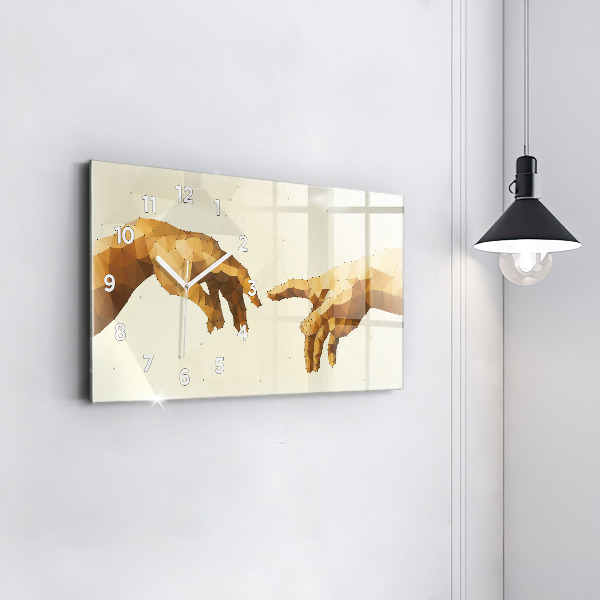 Glass wall clock rectangular Creation of Adam