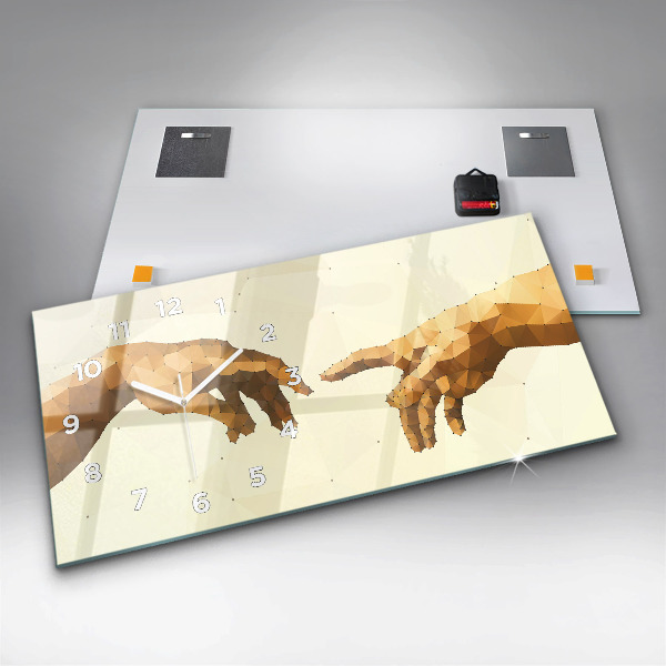 Glass wall clock rectangular Creation of Adam