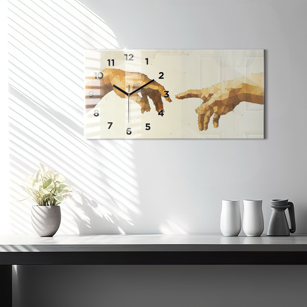 Glass wall clock rectangular Creation of Adam