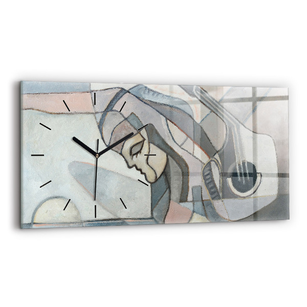 Glass wall clock rectangular Abstract painting