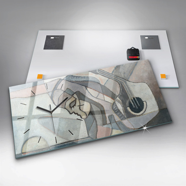 Glass wall clock rectangular Abstract painting