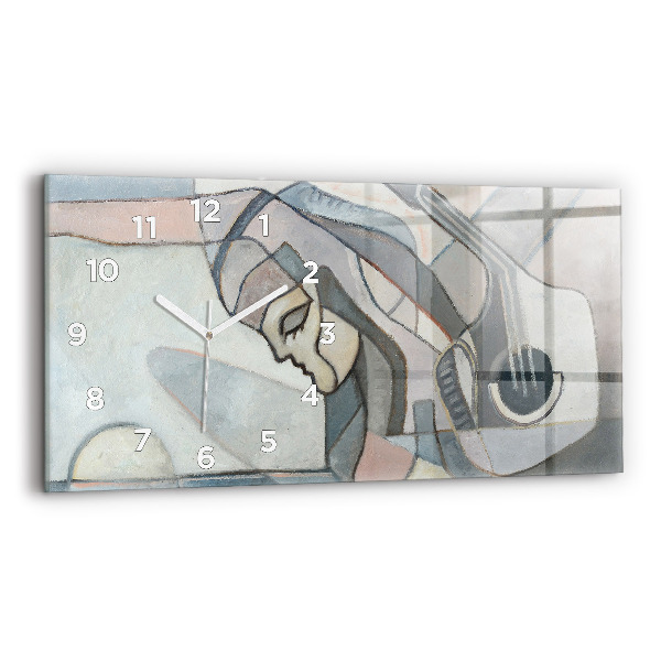 Glass wall clock rectangular Abstract painting