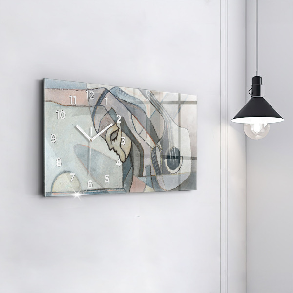 Glass wall clock rectangular Abstract painting