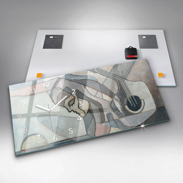 Glass wall clock rectangular Abstract painting