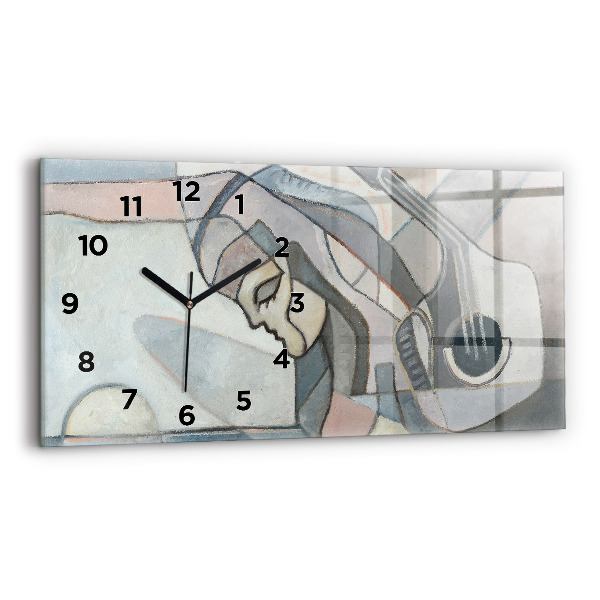 Glass wall clock rectangular Abstract painting