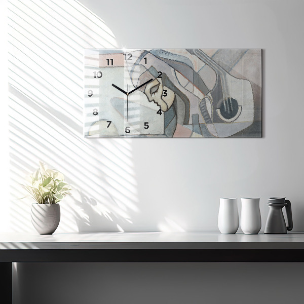 Glass wall clock rectangular Abstract painting