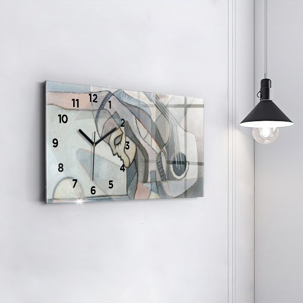 Glass wall clock rectangular Abstract painting