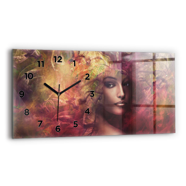 Glass wall clock rectangular Portrait of a woman