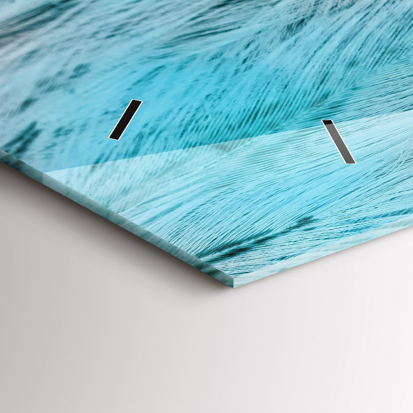 Glass wall clock rectangular Colorful feathers