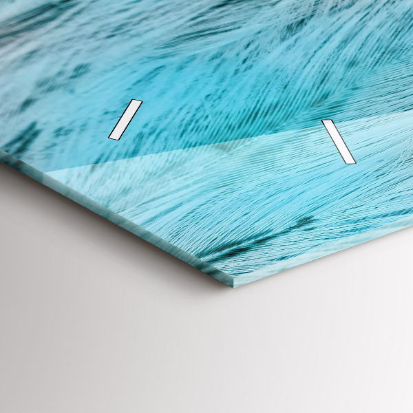 Glass wall clock rectangular Colorful feathers