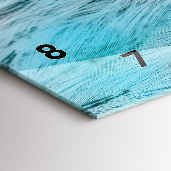 Glass wall clock rectangular Colorful feathers