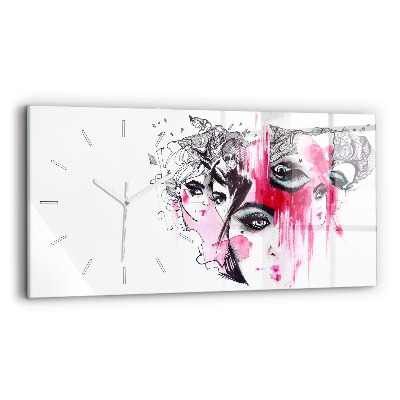 Glass wall clock rectangular Many Faces of Abstraction