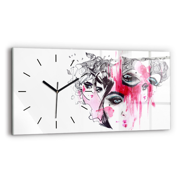 Glass wall clock rectangular Many Faces of Abstraction