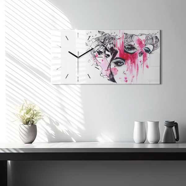 Glass wall clock rectangular Many Faces of Abstraction