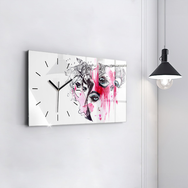 Glass wall clock rectangular Many Faces of Abstraction