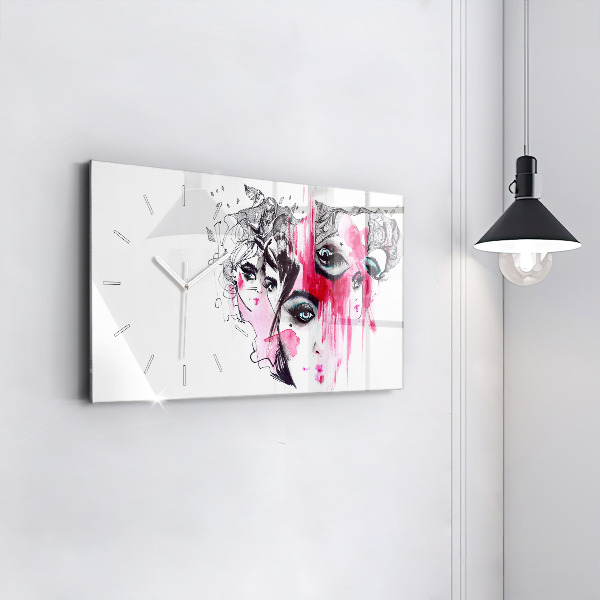 Glass wall clock rectangular Many Faces of Abstraction