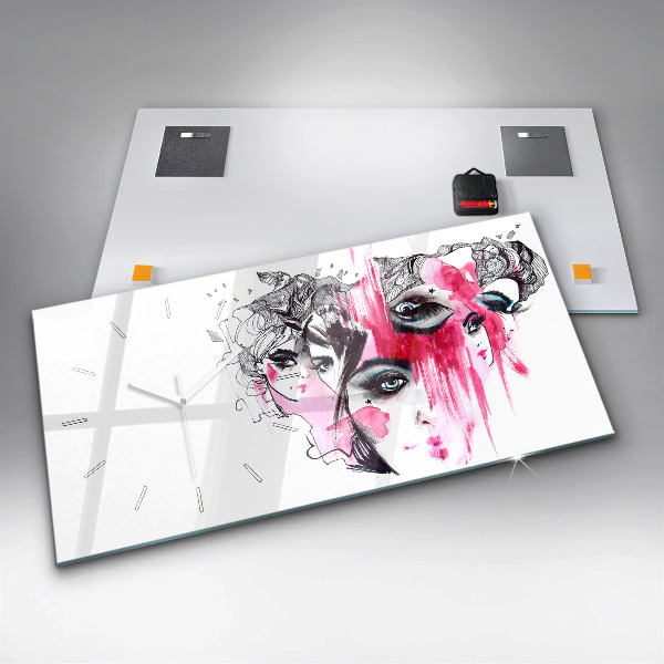Glass wall clock rectangular Many Faces of Abstraction