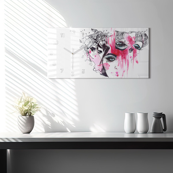 Glass wall clock rectangular Many Faces of Abstraction
