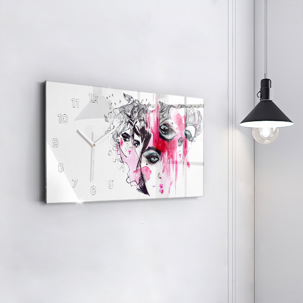 Glass wall clock rectangular Many Faces of Abstraction