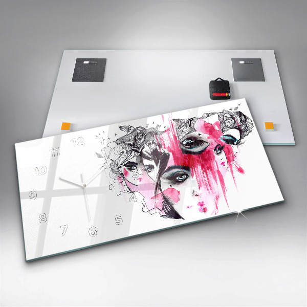 Glass wall clock rectangular Many Faces of Abstraction