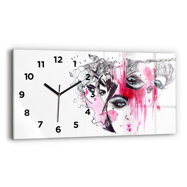 Glass wall clock rectangular Many Faces of Abstraction