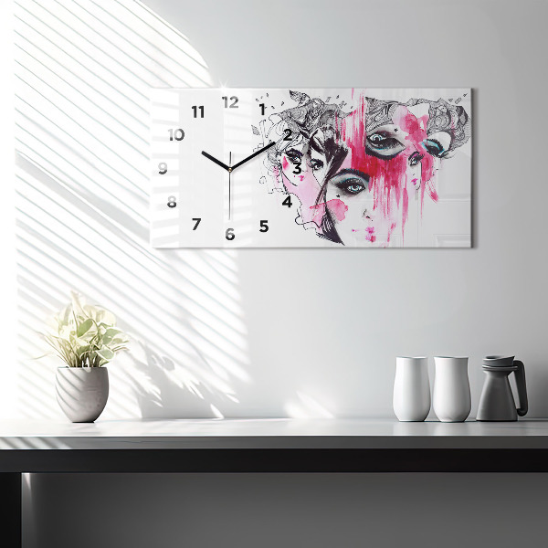 Glass wall clock rectangular Many Faces of Abstraction