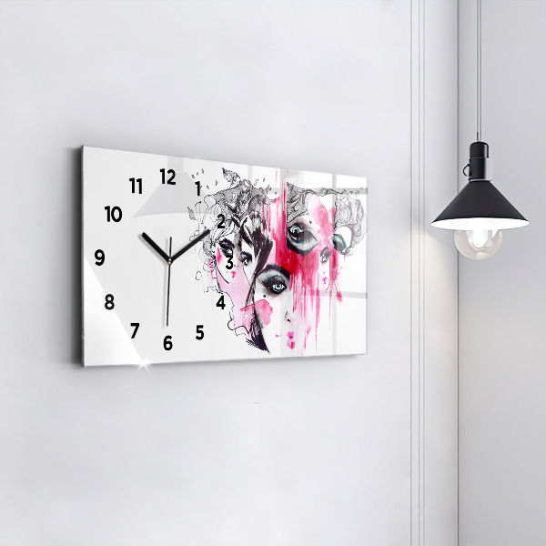 Glass wall clock rectangular Many Faces of Abstraction