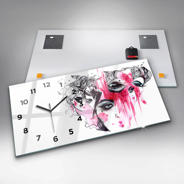 Glass wall clock rectangular Many Faces of Abstraction
